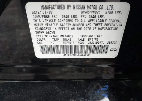 2018 Infiniti Q50 3.0T Sport z USA, uszkodzony, nr VIN JN1EV7AR3JM444659